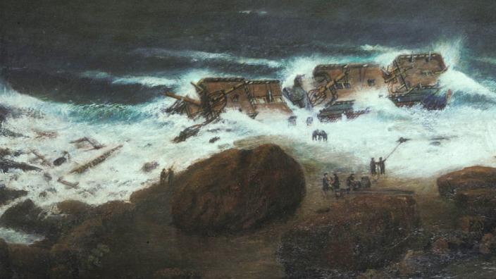 A painting depicting the wrecking of the Zuytdorp
