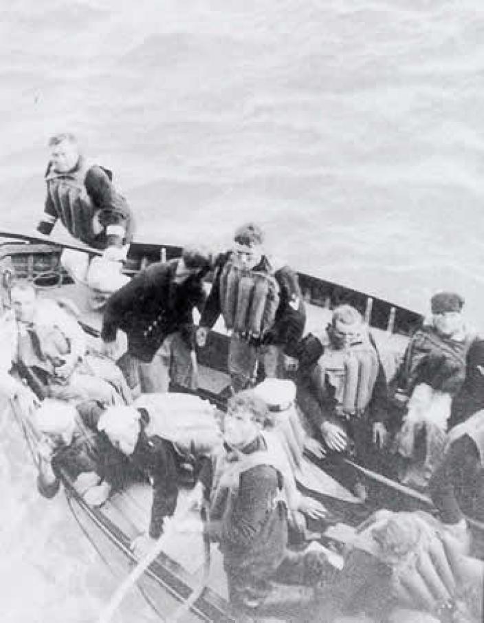German survivors of the Kormoran aboard a lifeboat