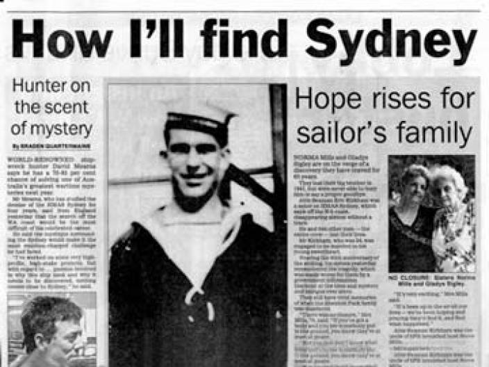 Newspaper article: David Mearns stays positive about the FSF search for HMAS Syd