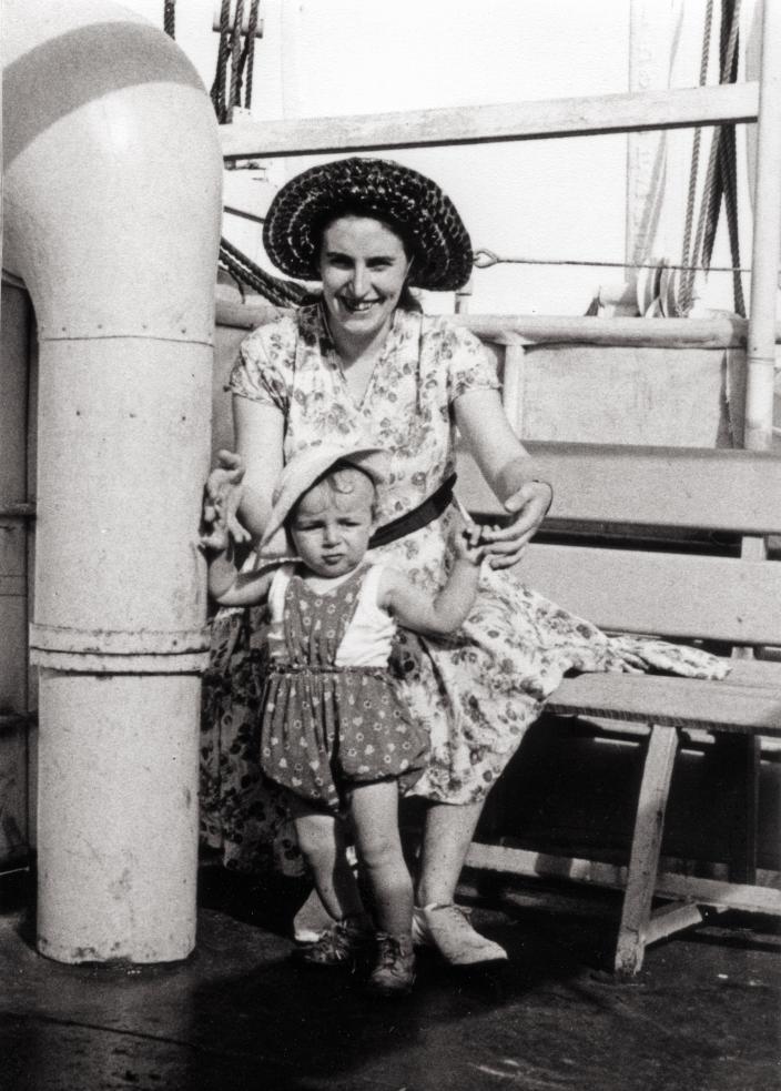 Illona with her young toddler on board the ANNA SALEM 2