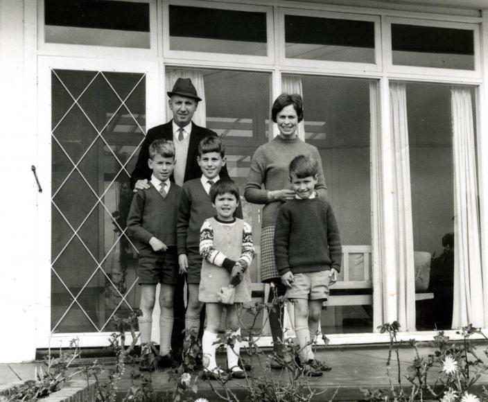 The Anstey family standing outside their East Fremantle house in 1968