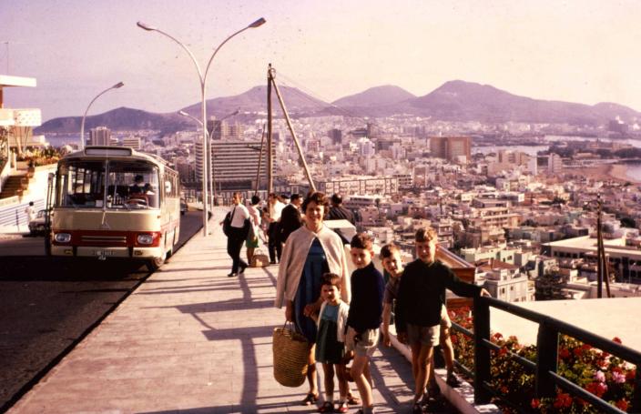 The Anstey family on a bridge in Las Palmas 