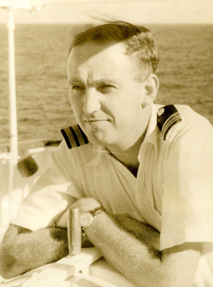 Stephen Anstey's father in 1960, in uniform by the sea 