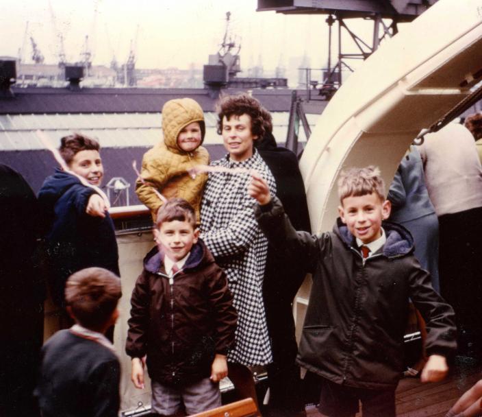Stephen and his mother and siblings on board the Fairstar bound for Australia