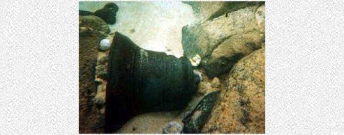 The bell as it first discovered on the sea floor