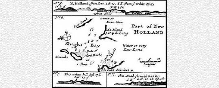 Hand drawn map of coastal features of New Holland