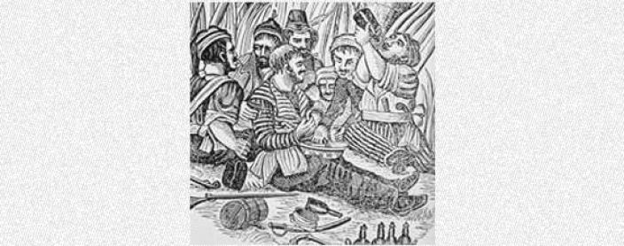 Woodcut of pirates from this period of time