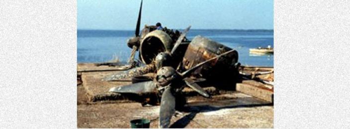 World War Two airplane that has been recovered from the ocean