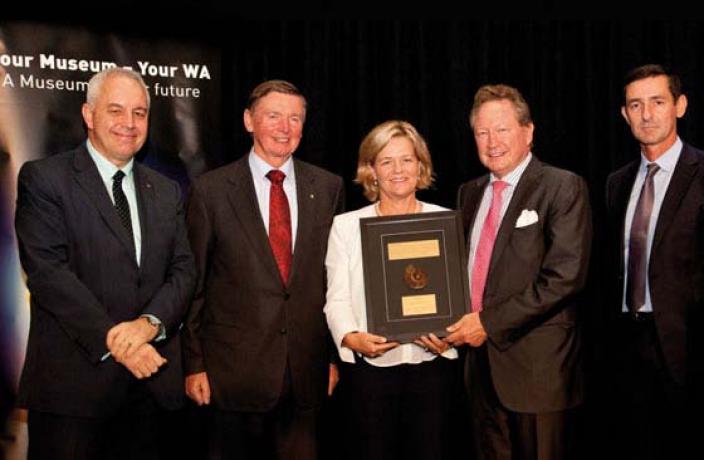 Andrew and Nicola Forrest being presented an award at the WA Museum