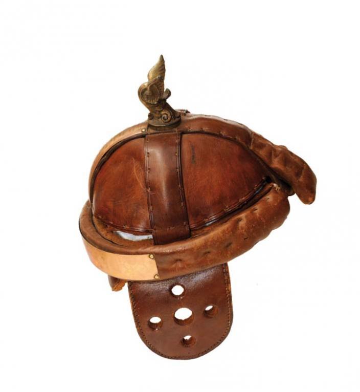 Old leather sports helmet