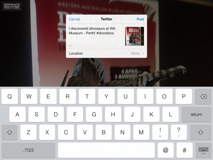 Social media sharing with the dinosaur discovery app