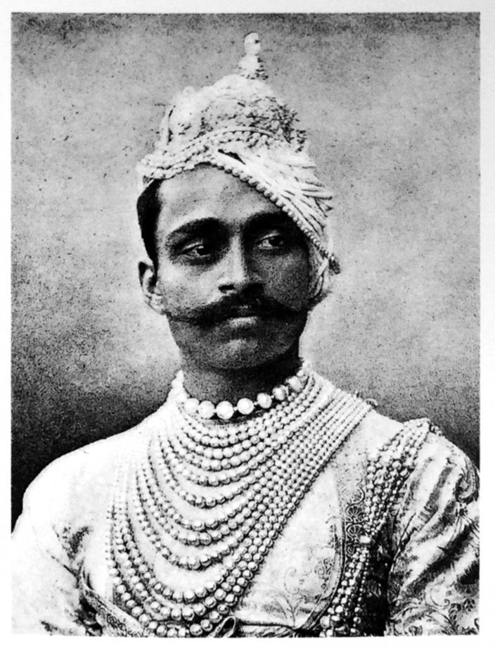 An Indian maharaja adorned in pearls