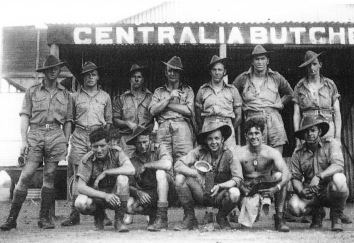 Some members of the ill fated No 7 Section in Tennant Creek on route to Darwin.