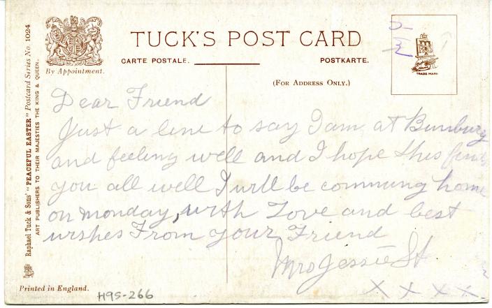 The reverse of the card is cream with brown print. Branded ‘TUCKS POST CARD’. Po