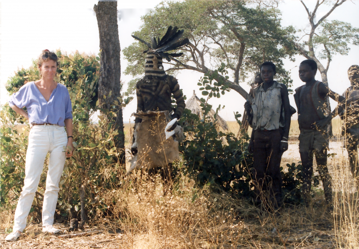 Karen Posing with locals’ on Zambia’s Barotse Plains, near the Angolan border.