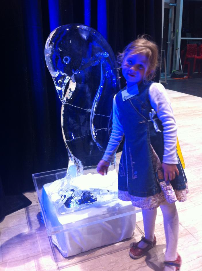 little girl with ice-sculpture