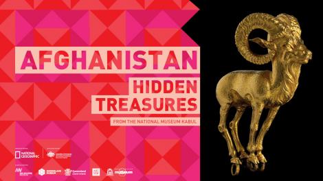 Main branded graphic for the exhibition Afghanistan: Hidden Treasures