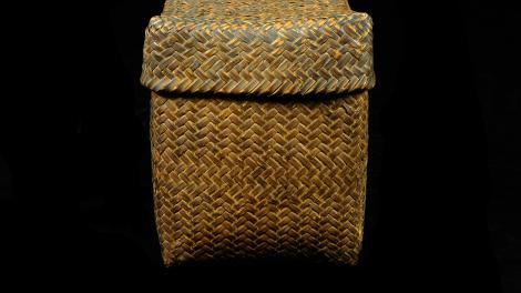 A large square basket with a slide-on lid.