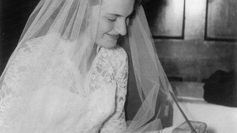 Wedding photo of Mrs Giles from her wedding in 1956