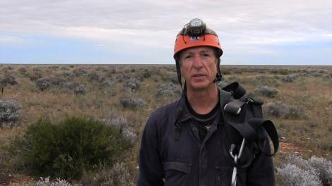 Clay Bryce talking to camera steamed from the Nullabor