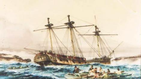 An artwork of the vessel HMAS Success