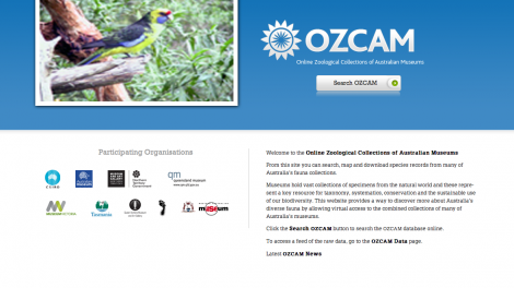 Screen grab of the OZCAM website