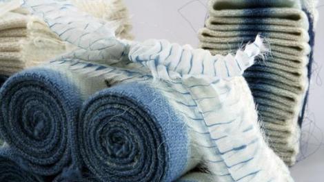 Small towels wrapped up with fabric 