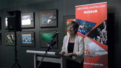 Lyn Beazley standing at a podium