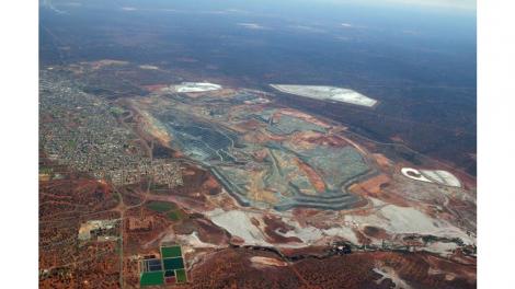 Aerial view of the superpit mining operation