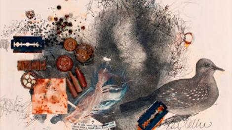 An abstract art work featuring many various elements