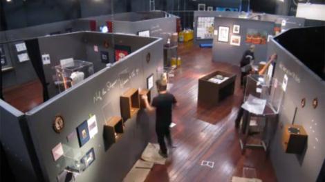 Aerial view of an exhibition bump in process