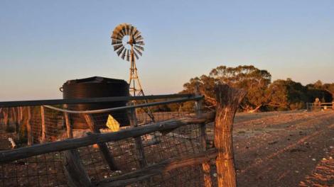 A sweeping view of an outback cattle station