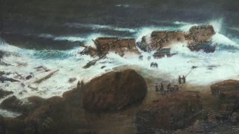 A painting depicting the wrecking of the Zuytdorp