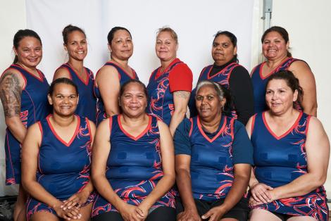 Potrait of Bunbury Netball Team: Joanne, Charmaine, Yvette, Kristie, Sally, Dianne, Vanessa, Enid, Sally, Tanya