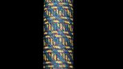 A long bamboo cylinder covered with plaited weaving in split bamboo.