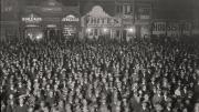 A large crowd of people gathered for an election