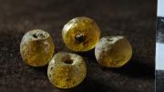 Batavia's Graveyard Archaeology - Amber beads: Recent excavations of four new Batavia victims revealed personal items such as these beads made of prized amber from the Baltic.