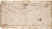 An image of the chart which is oriented with north to the left and shows the degrees of latitude on the bottom of the chart.