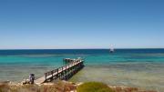 Jetty on East Wallabi island projects out into the ocean