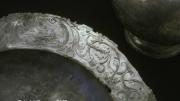 Closeup on the detail of silverware recovered from the Batavia