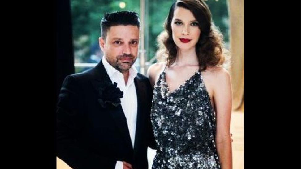 Aurelio Costarella and Grace Woodroofe posing together in the WA Museum foyer