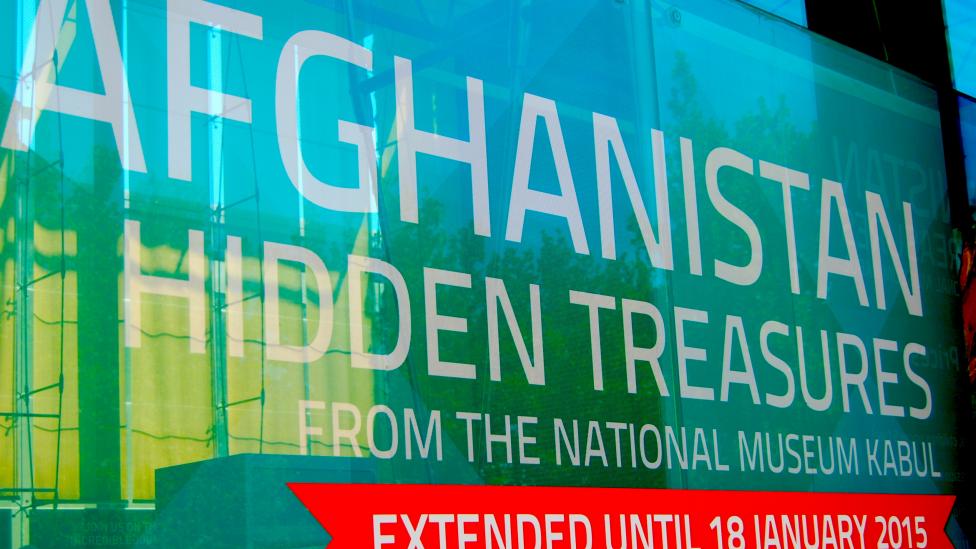 Image of Afghanistan: Hidden Treasures signage
