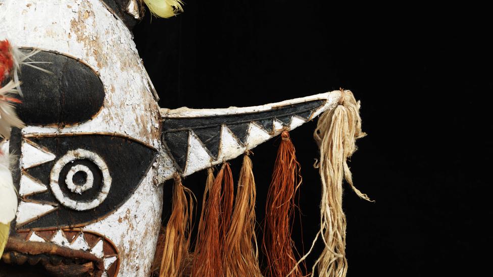 Partial view of the Western Australian Museums Eharo Mask, donated by Mr Kevin Lock