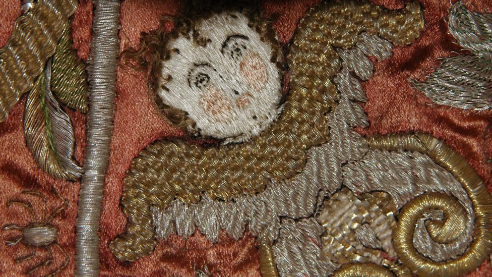 Close up view of a conserved fabric