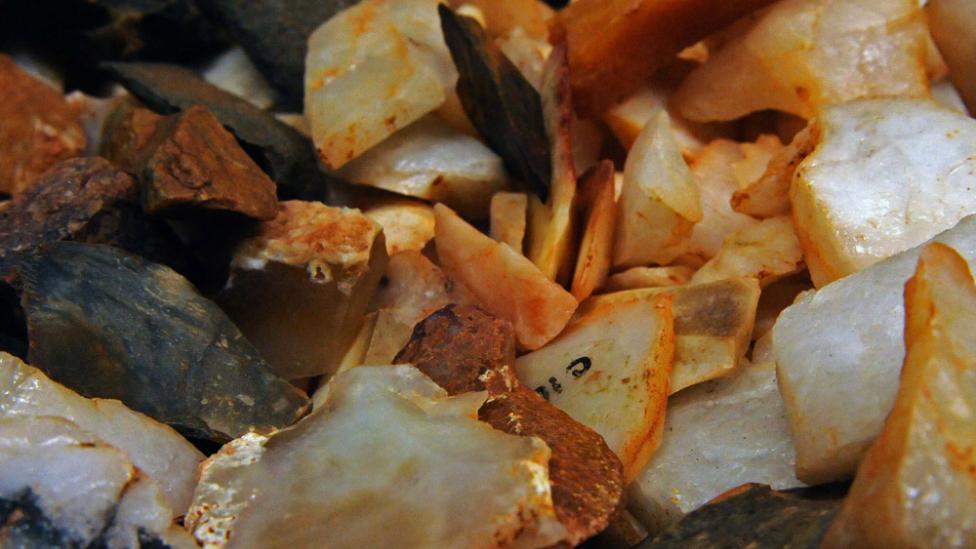Close up view of some stone flakes