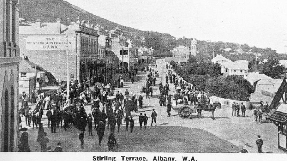Postcard of Stirling Terrace, Albany around 1890.