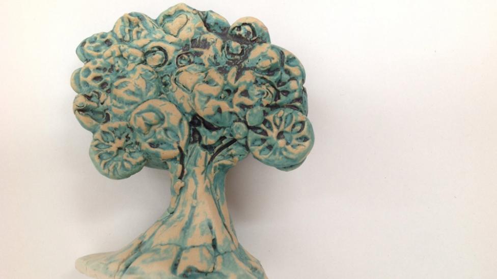 A clay tree art work