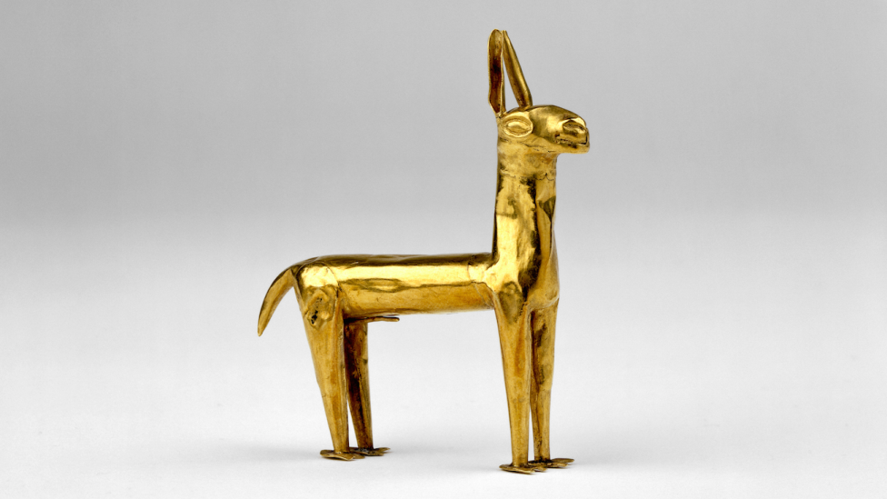  Inca gold llama, 1400-1550 CE, Peru