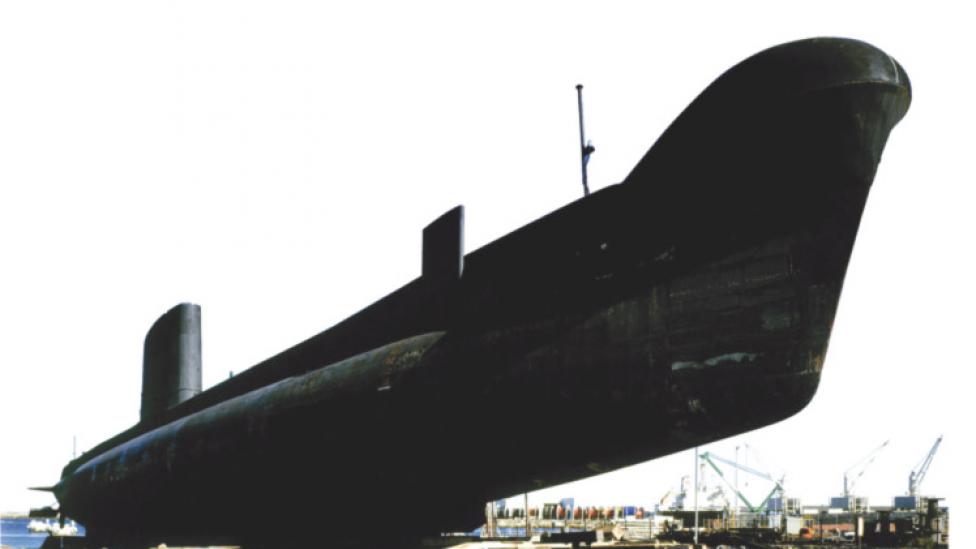 Submarine in dry dock