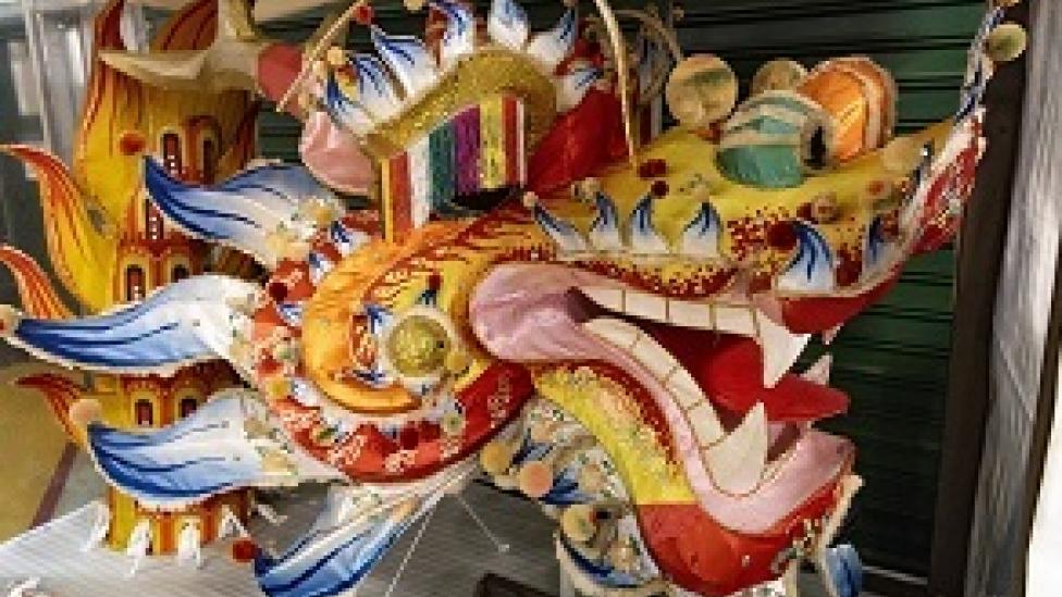 Head of iconic Chinese dancing dragon.